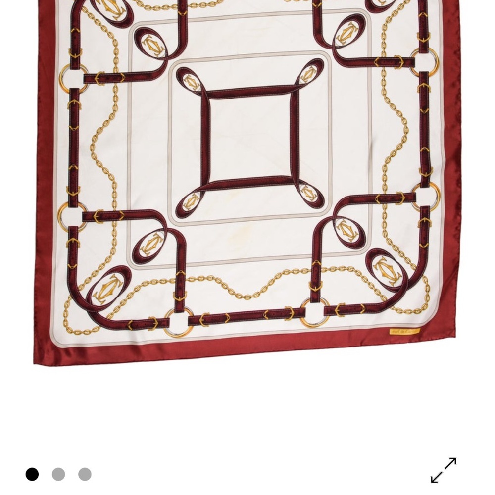 Cartier Elegant Burgundy and White Scarf